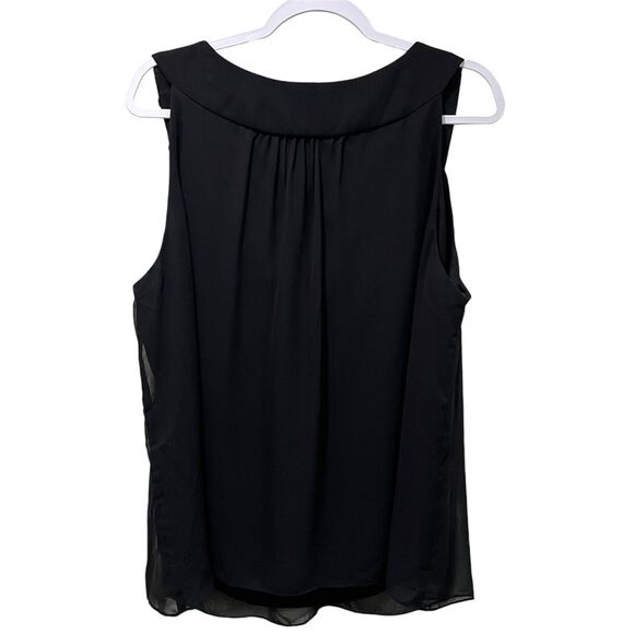 MSK Women Black Sleeveless Top, 2X, Ruffle Neckline, Plus Size, Classy, NWT - Picture 2 of 5